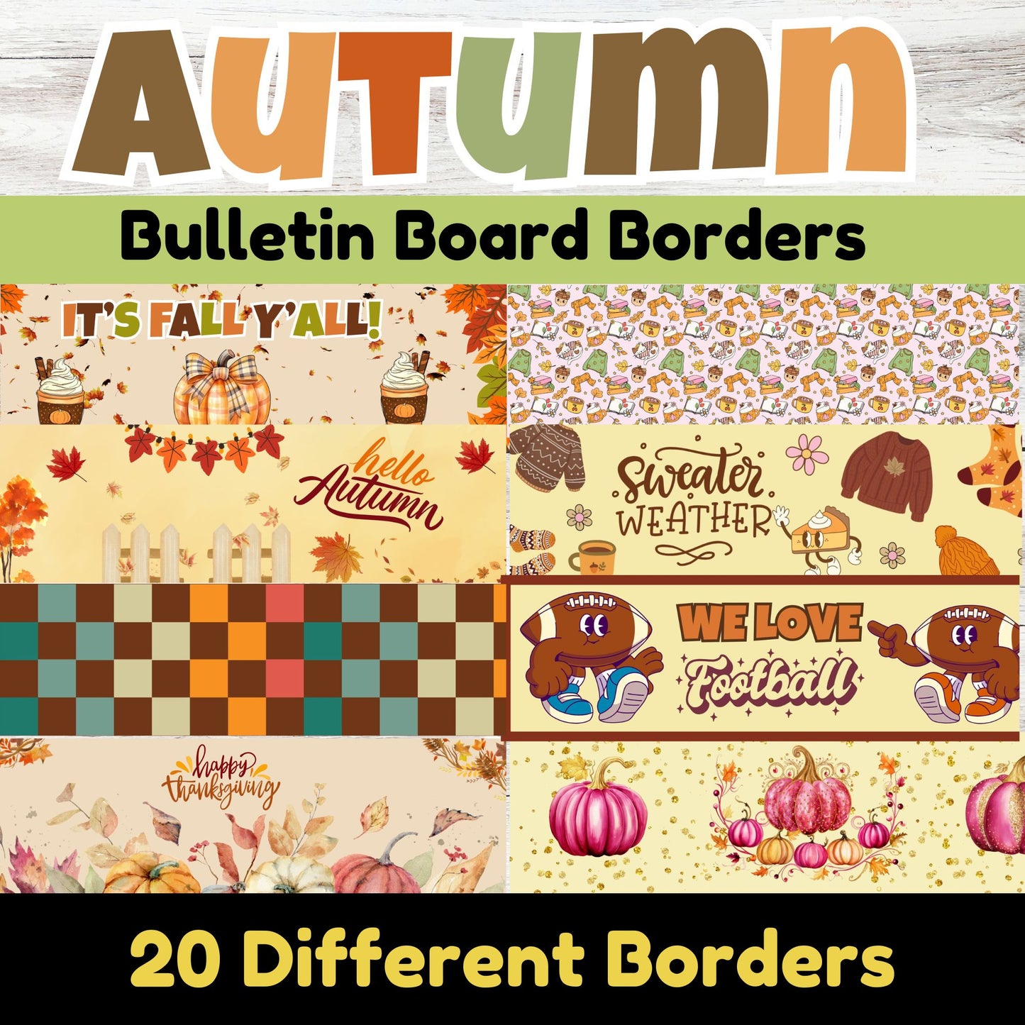 Cute Autumn Classroom Bulletin Borders- Fall - Autumn Wall Decor Printable Borders 