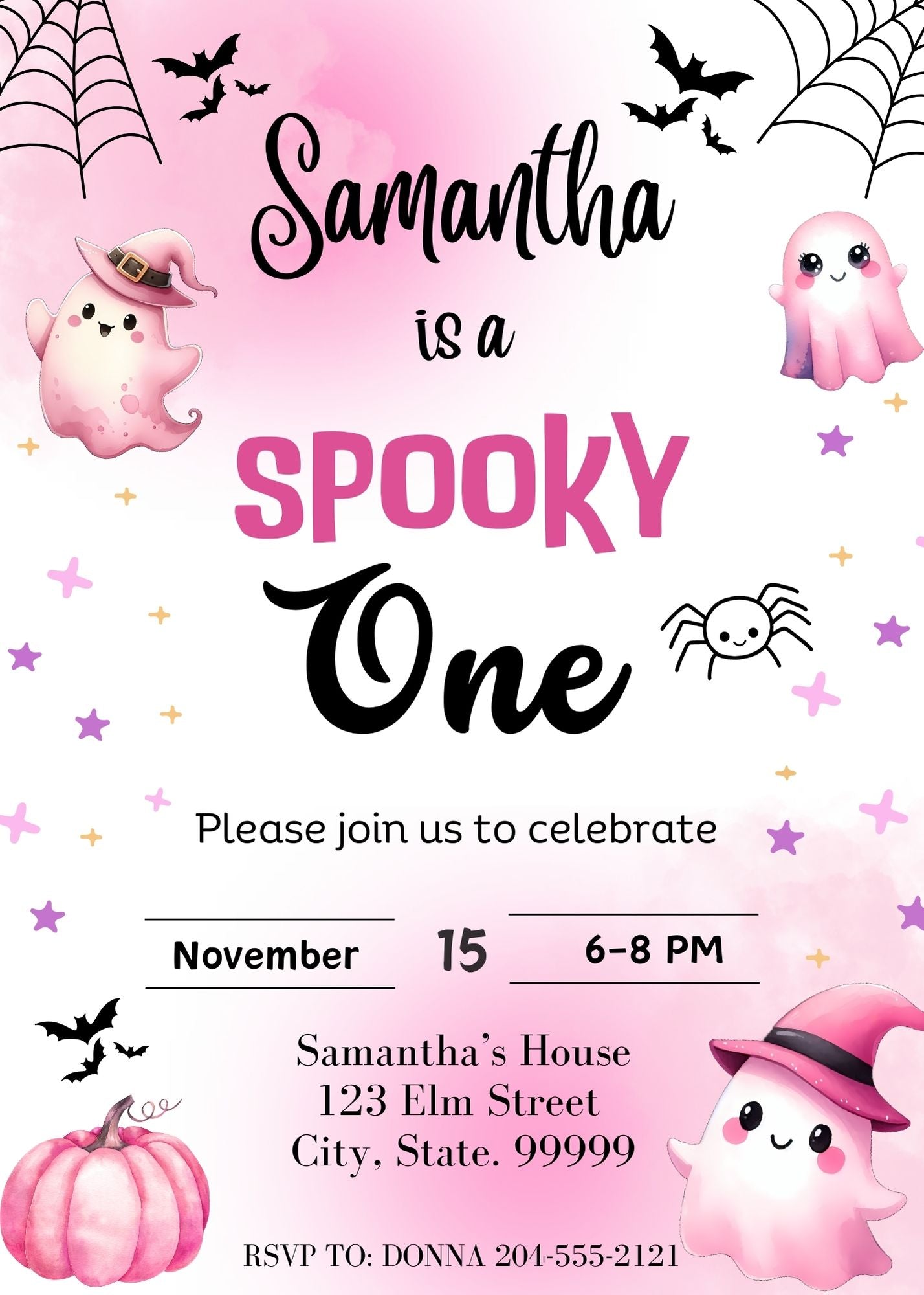 halloween spooky one birthday invitation girl 