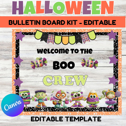 Editable Halloween Bulletin Board Kit- Printable Halloween Wall Decor Kit