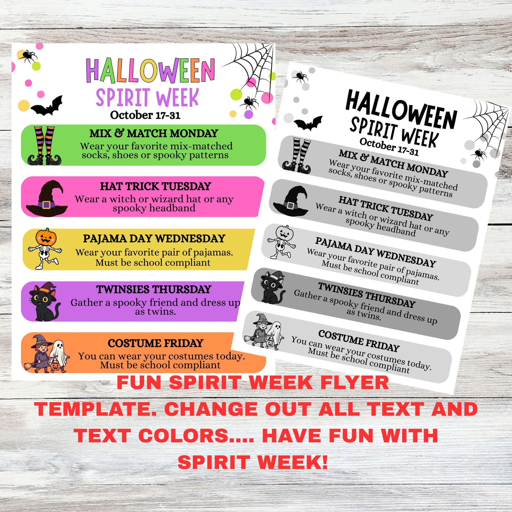 halloween spirit week template