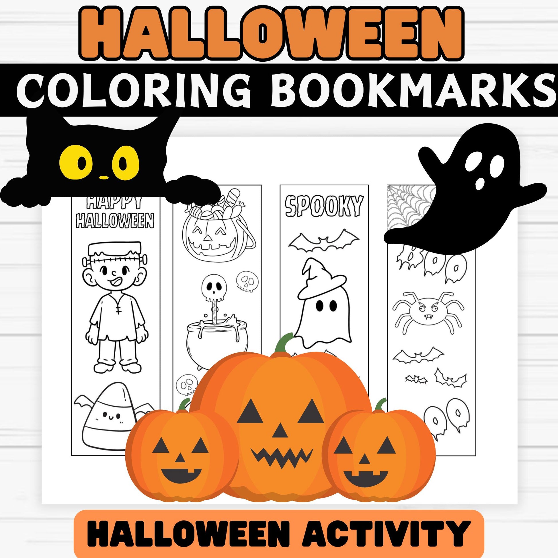 Halloween Coloring Bookmarks for Kids - Halloween Coloring Printable 