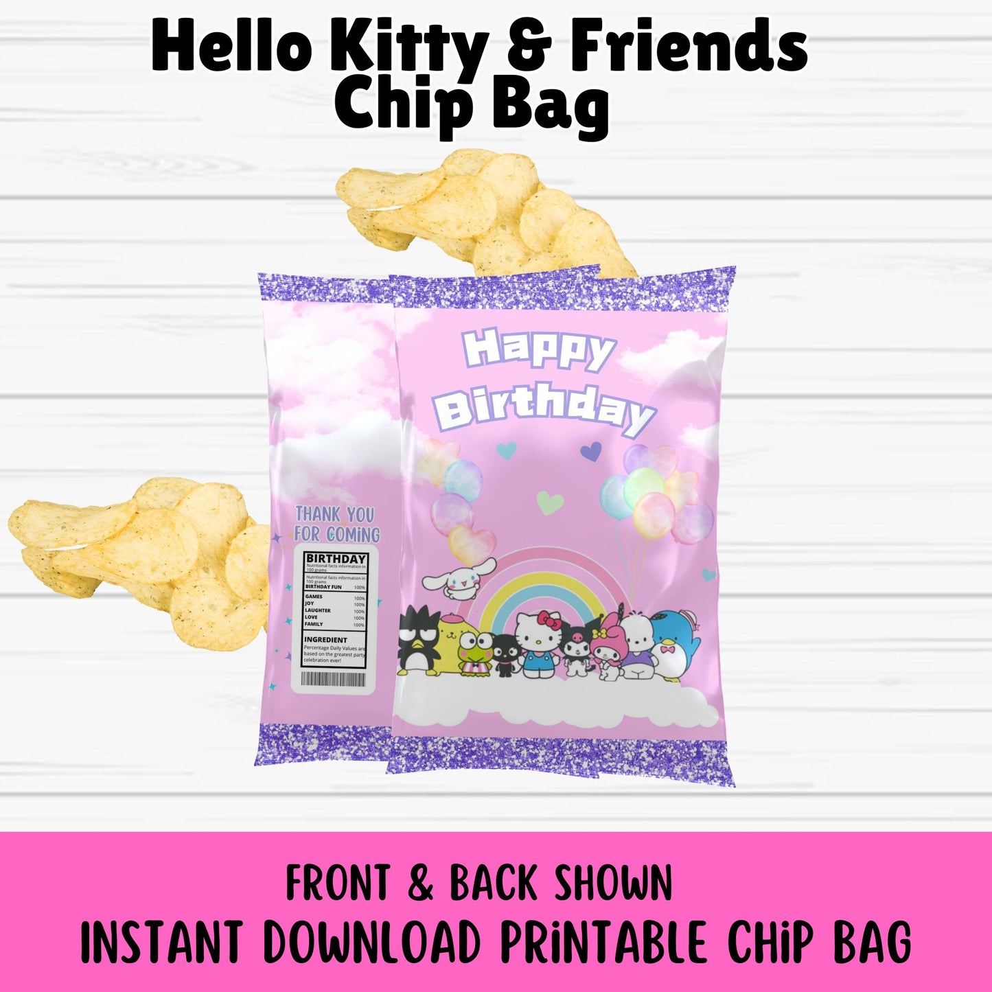 Hello Kitty and Friends Chip Bags - Kawaii Hello Kitty Chip Bags Printable