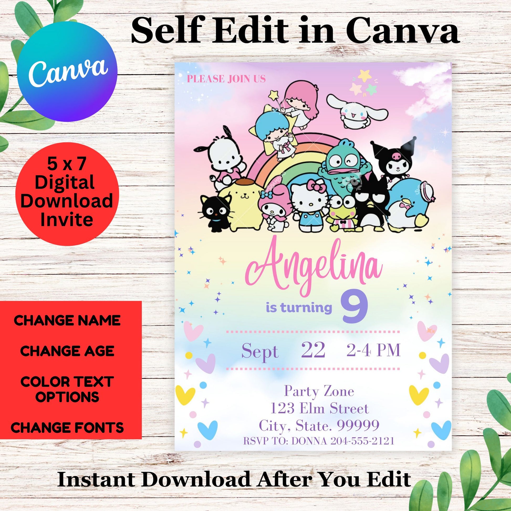 Hello Kitty and Friends Personalized Birthday Invitation - Printable Hello Kitty Invite