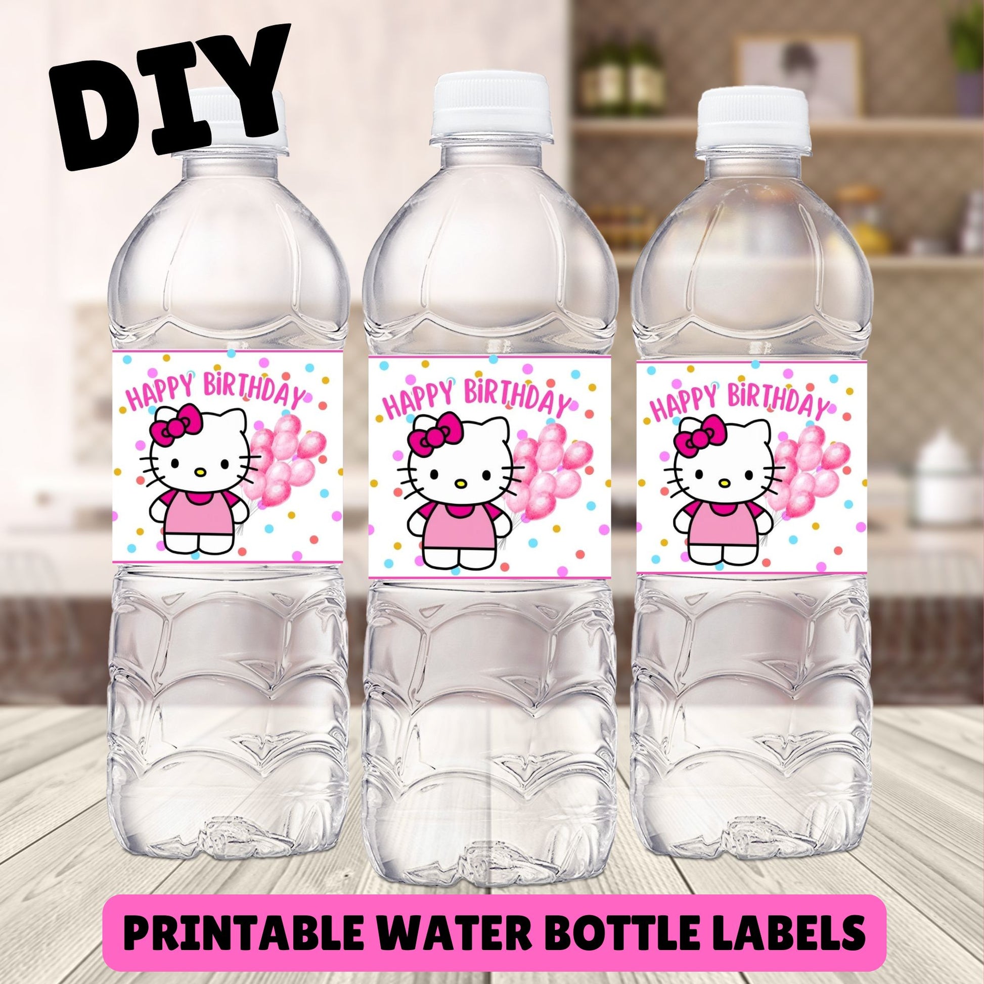 Hello Kitty Birthday Water Bottle Wrappers - Printable Hello Kitty Water Bottle Labels