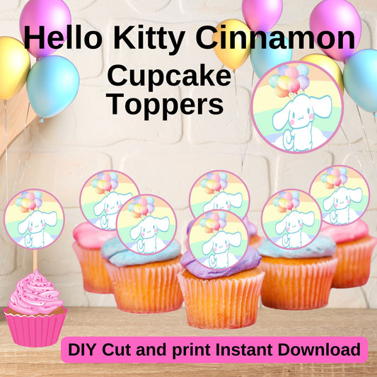 Hello Kitty Cinnamon Birthday Cupcake Toppers - Printable Cinnamon Hello Kitty Cupcake Topper