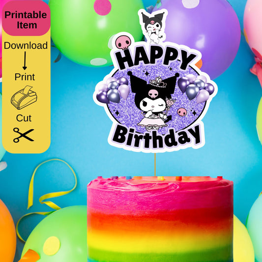 Cute Kuromi Princess Cake Topper Instant Download - Kuromi Birthday Cake  