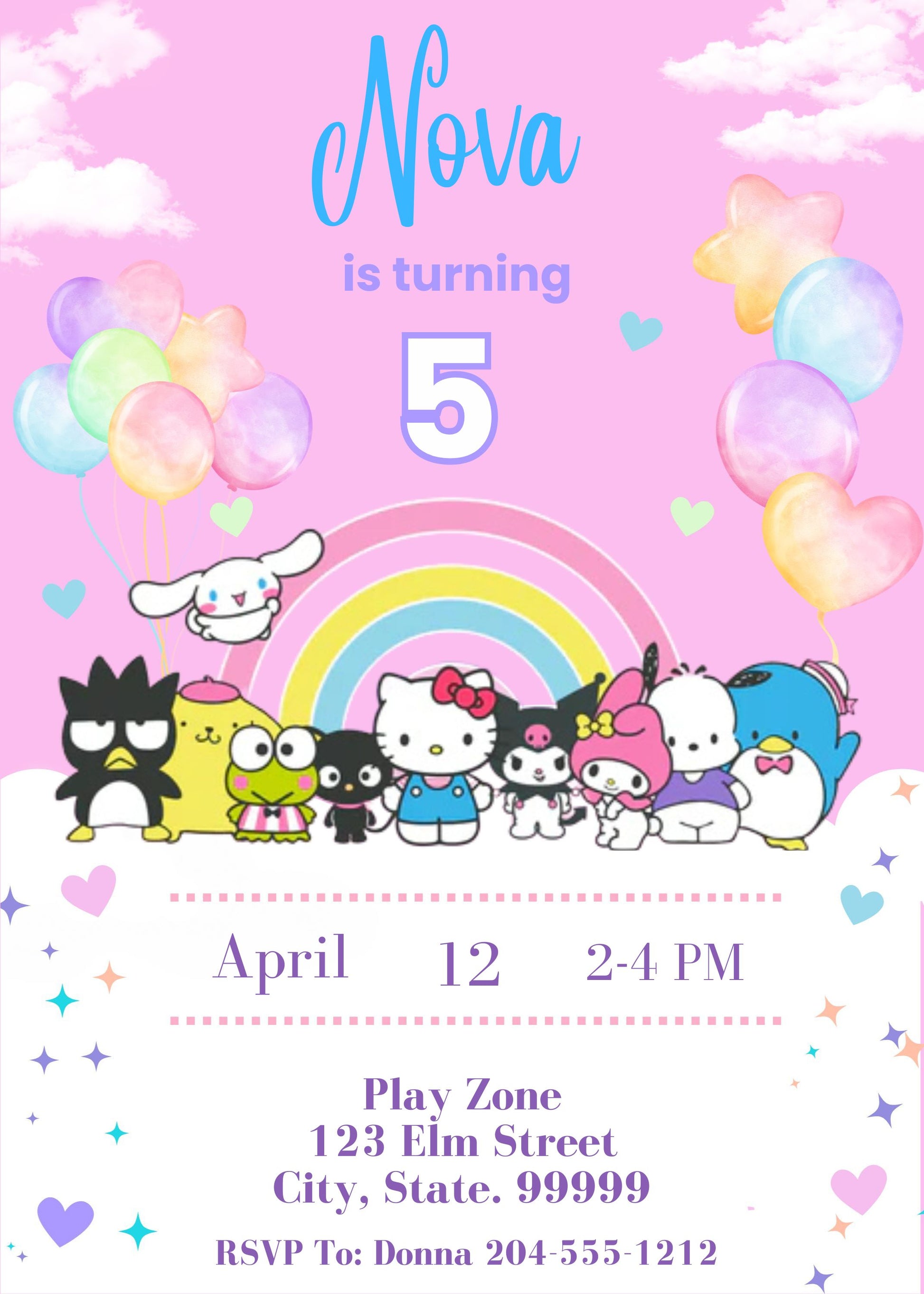 hello kitty & friends invitation template 