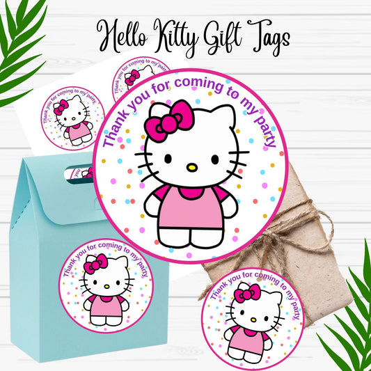 Hello Kitty Party Favor Bag Stickers - Tags - Printable 