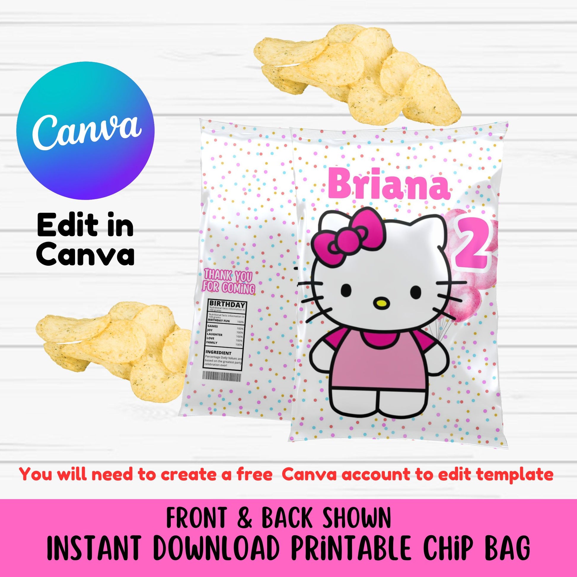 Hello kitty personalized chip bags 