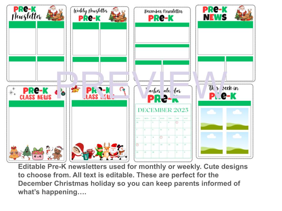 pre-k newsletter editable templates 
