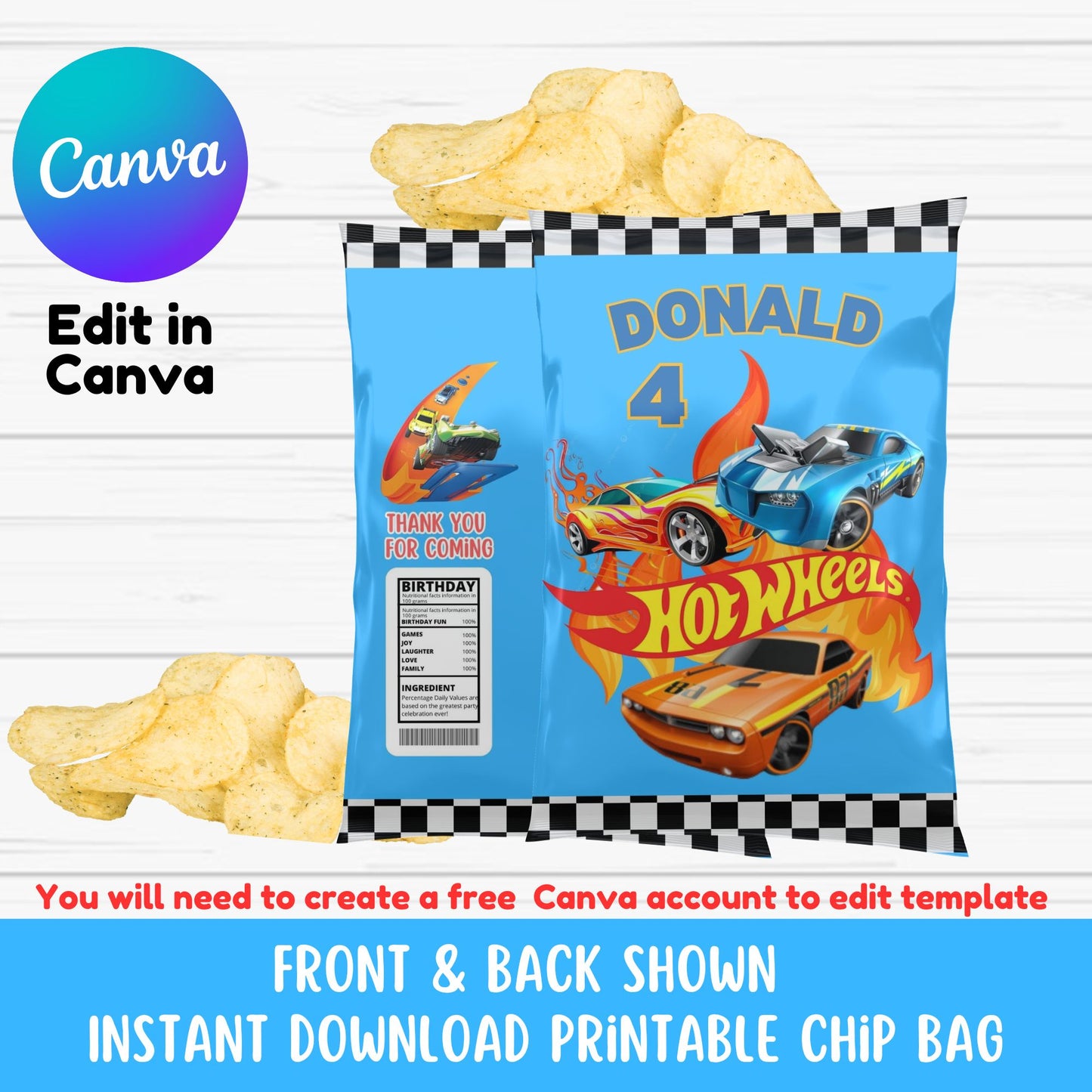 hot wheels chip bag wrapper 