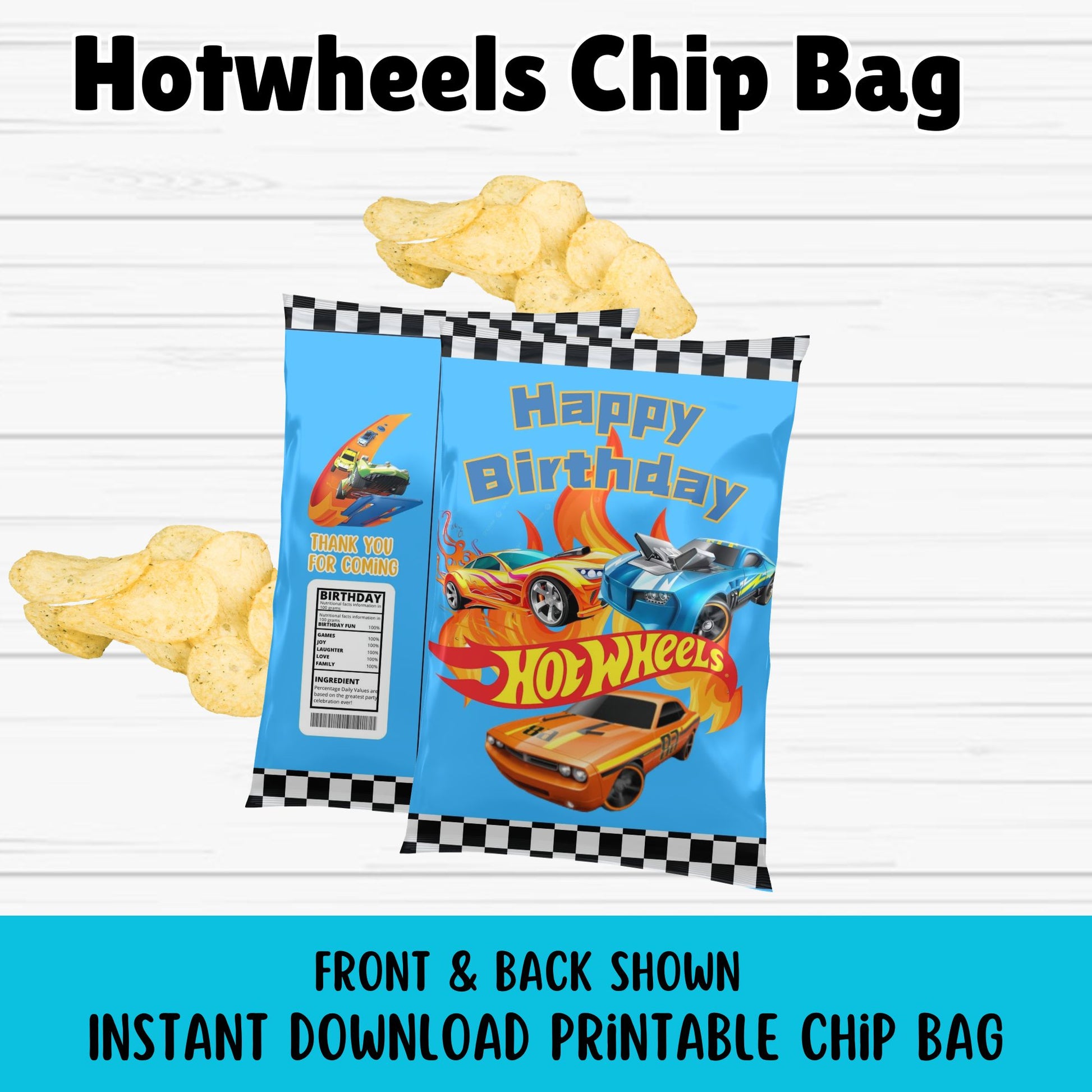 Hotwheels Chip Bags - Printable Hotwheels Chip Bag - Instant Download 