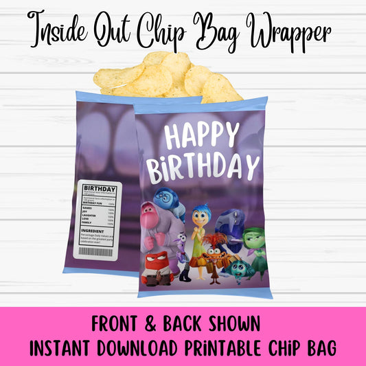 Inside Out Printable Chip Bag - Inside Out Chip Bag Wrapper - Instant Download 