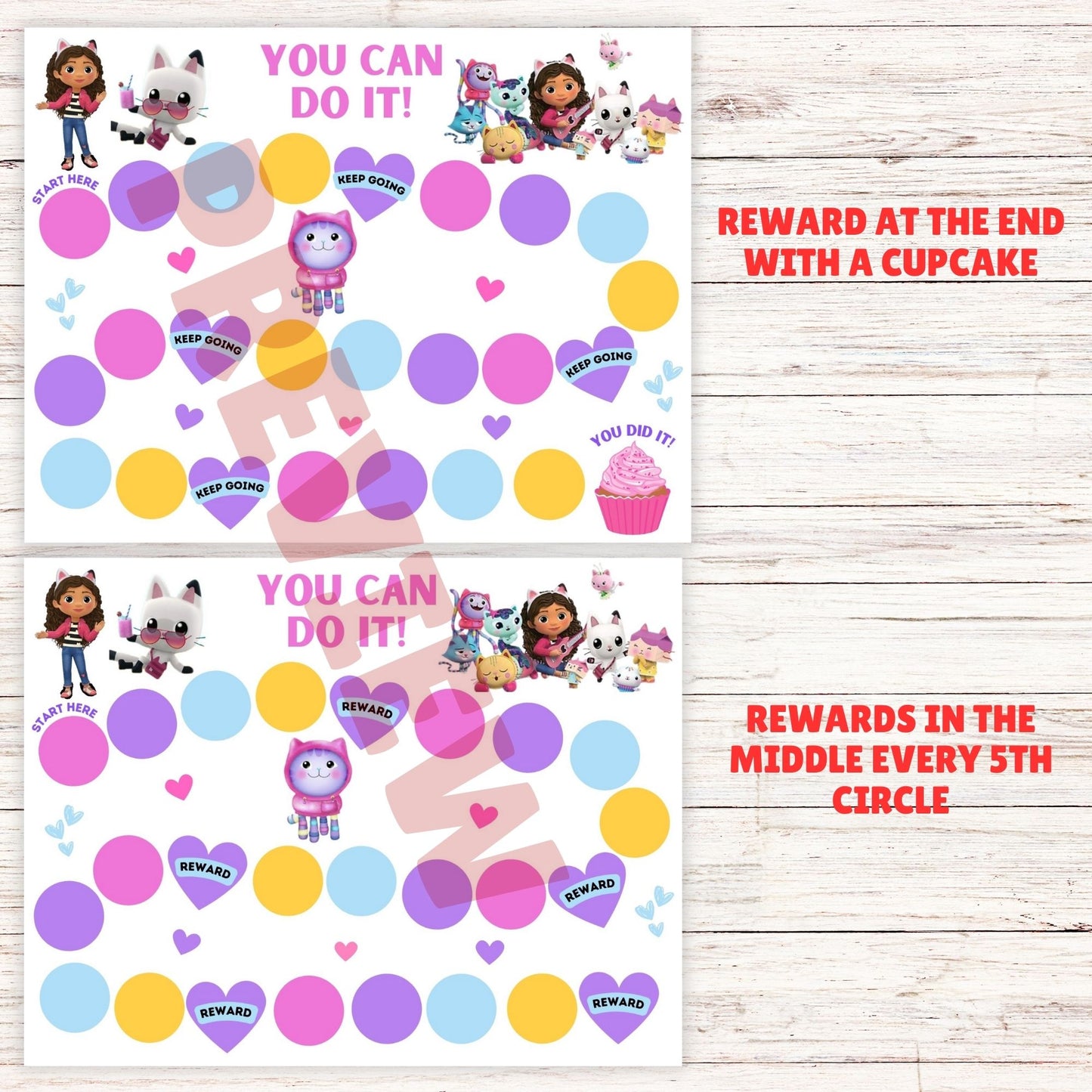 Gabby's Dollhouse chore chart digital download