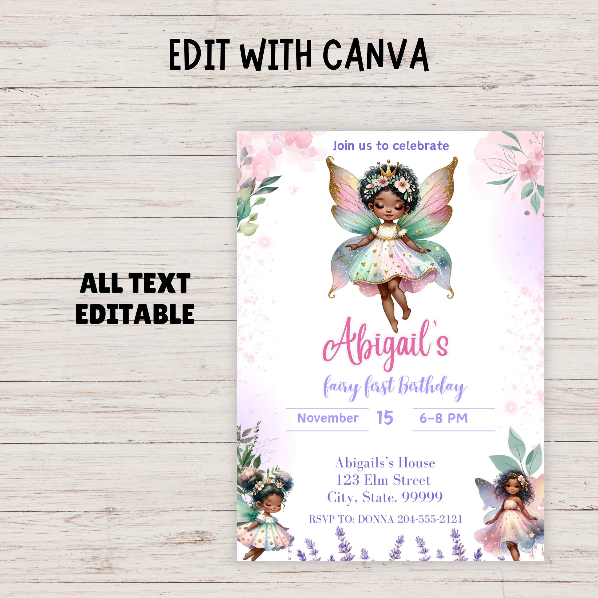 magical birthday invite, fairy garden birthday, pastel fairy princess theme