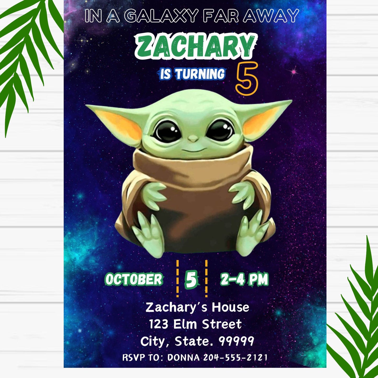 Baby Yoda Birthday Invitation for Boys - Printable 