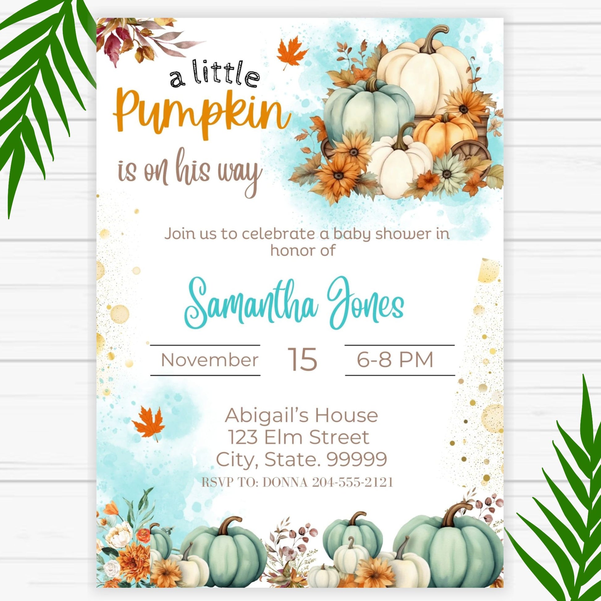 A Little Pumpkin is on his way baby shower Invitation