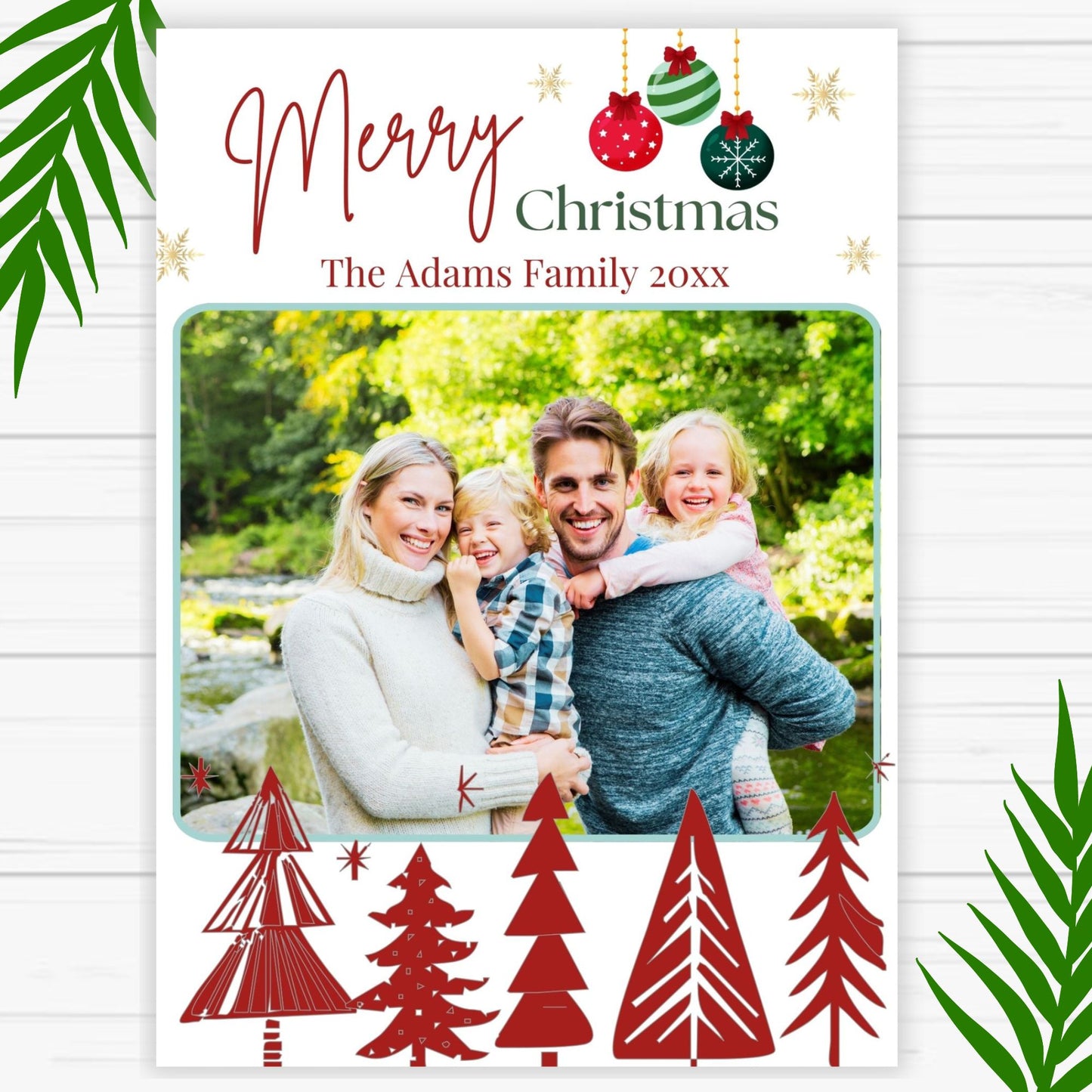 Cute Family Christmas Card Online - Printable