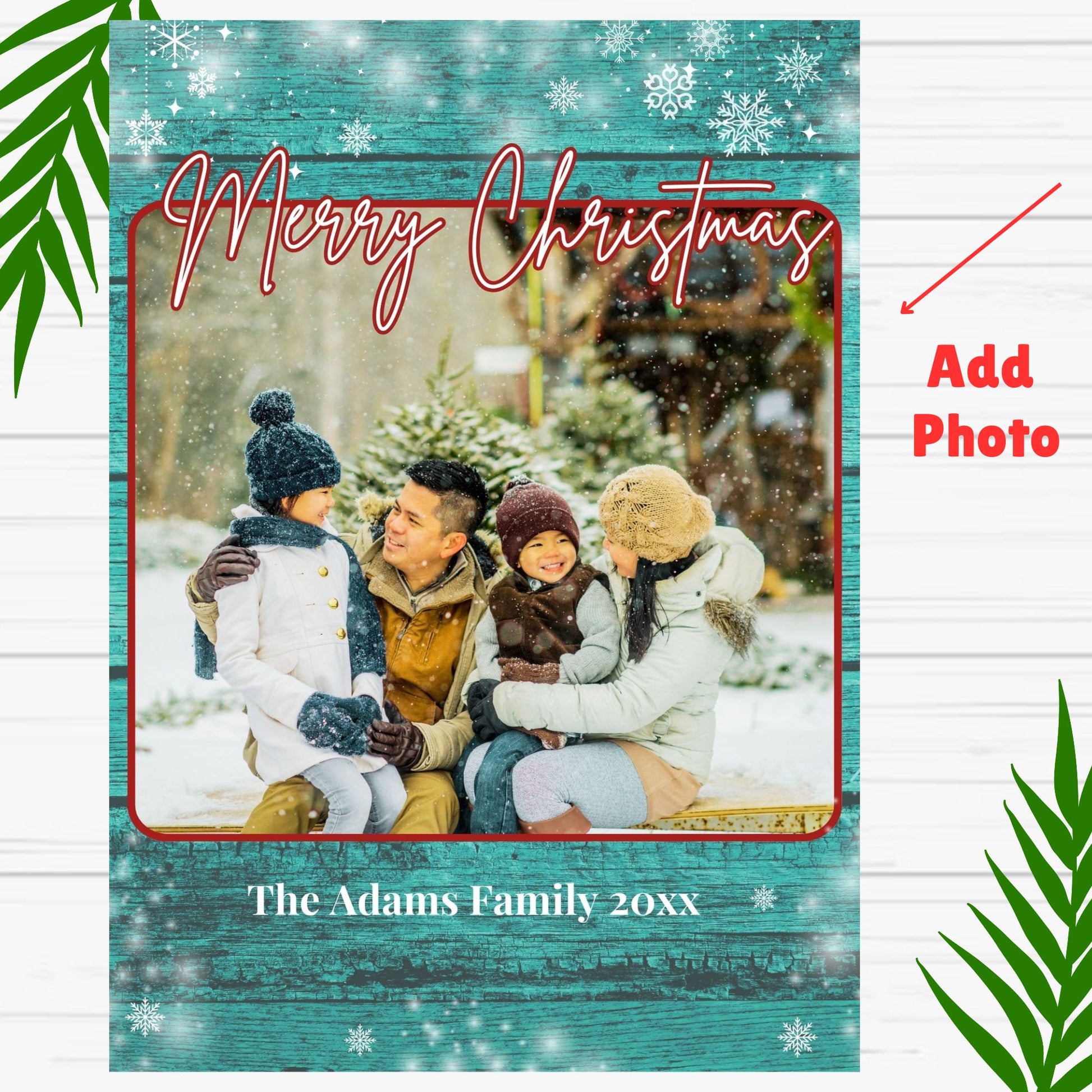 Christmas Holiday Family Photo Greeting Card - Printable 