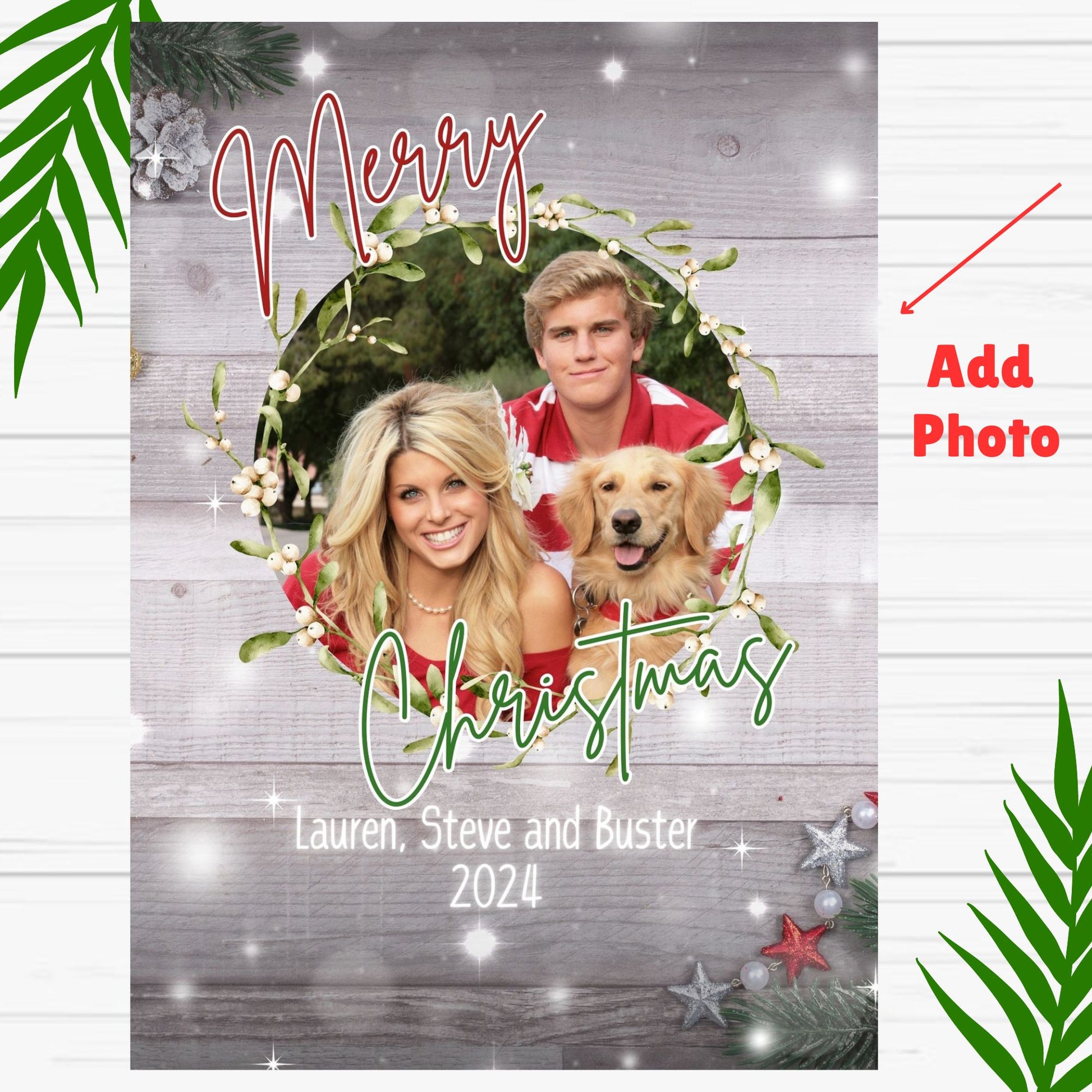 Printable Christmas Photo Greeting Card 