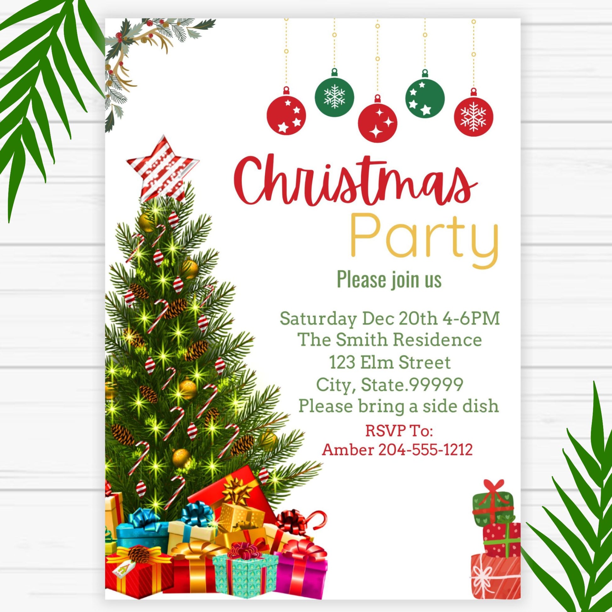 Christmas Party Invitation- Printable Christmas Party Invite  