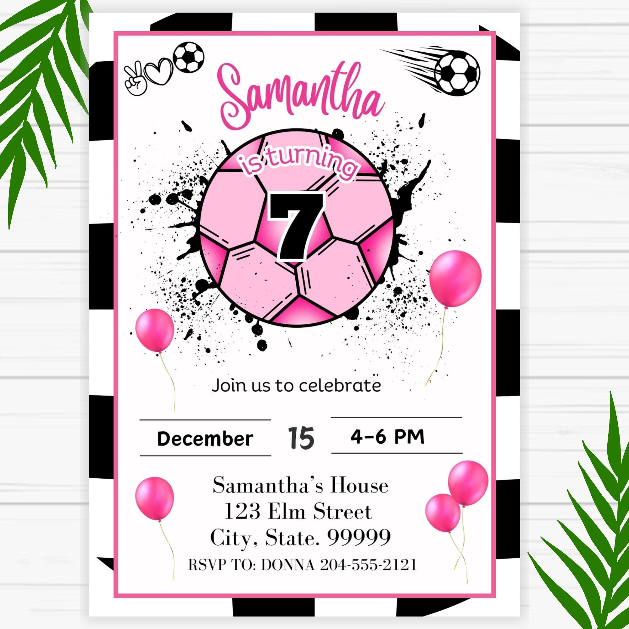 Soccer Girl's Birthday Party Invitation - Soccer outlet - Girl's Birthday - Birthday Party Invitation - Birthday Invitation - Invite - Birthday