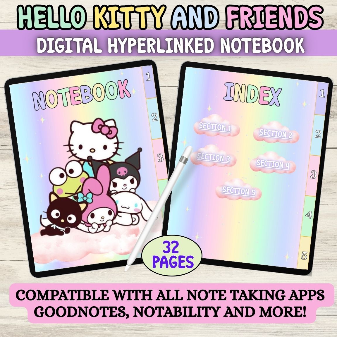 Ultimate Hello Kitty and Friends Digital Notebook for GoodNotes & Notability- Instant Download