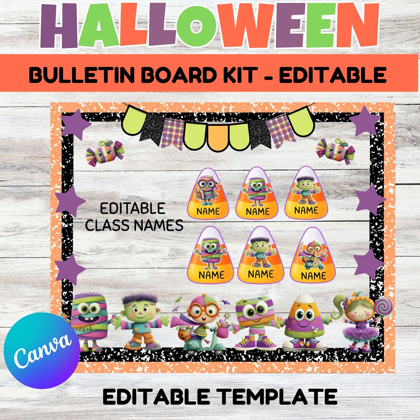 editable halloween bulletin classroom board