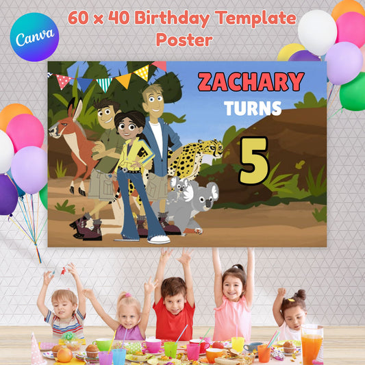 Wild Kratts Birthday Banner Poster - Printable Wild Kratts Birthday Party Poster Background