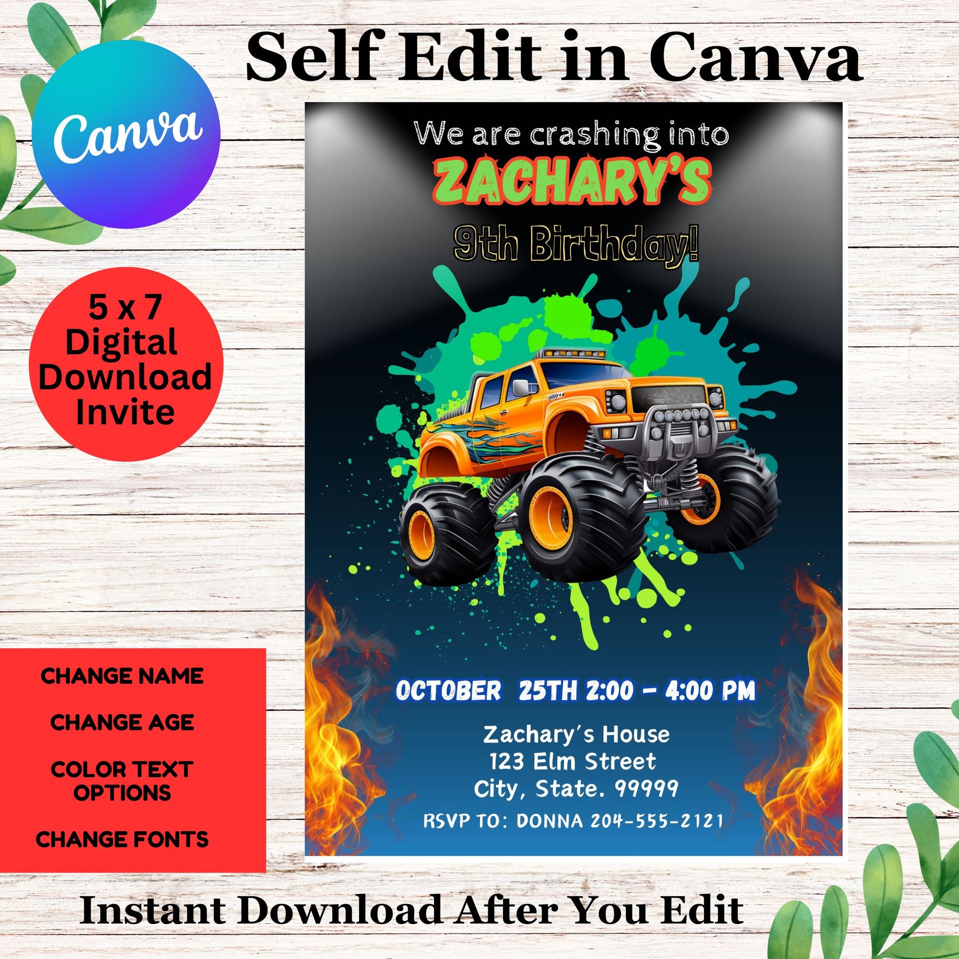 Monster Truck Birthday Party Invitation Template - Monster Truck Kids – Girly Girl Tutus monster-truck-birthday-party-invitation-template-monster-truck-kids-girly-girl-tutus