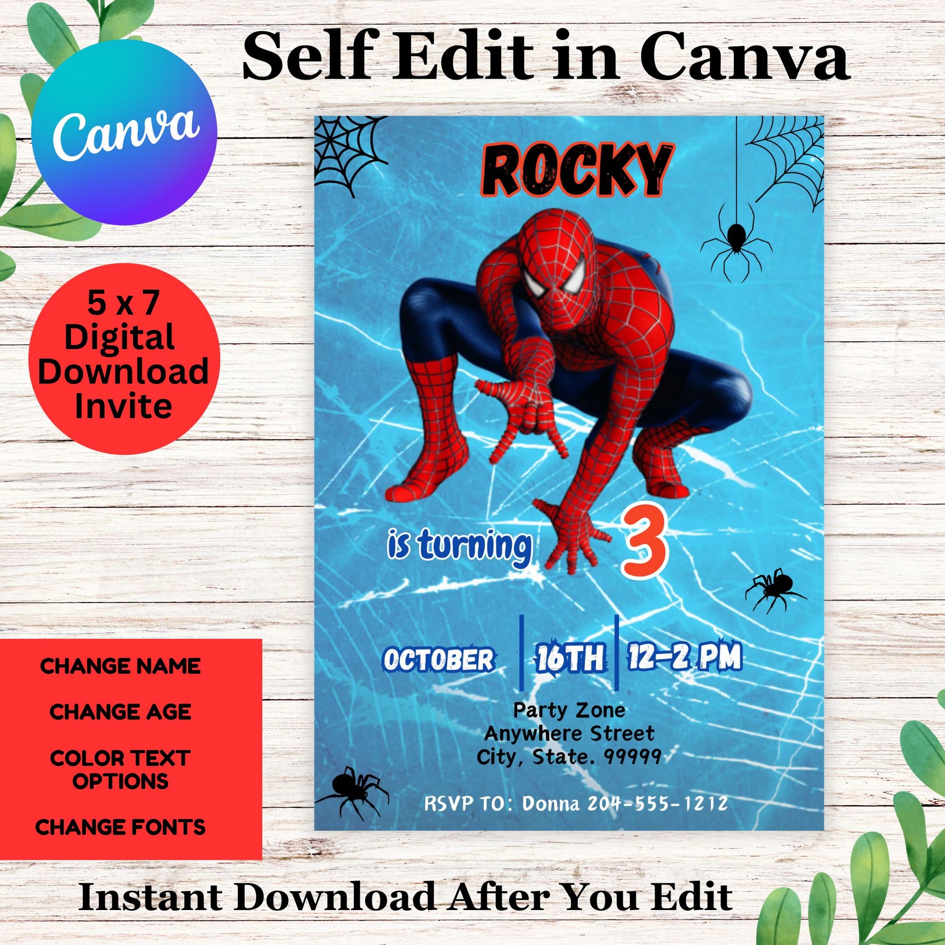 Spiderman Birthday Invitation Template - Superhero Spidy Birthday Invite 