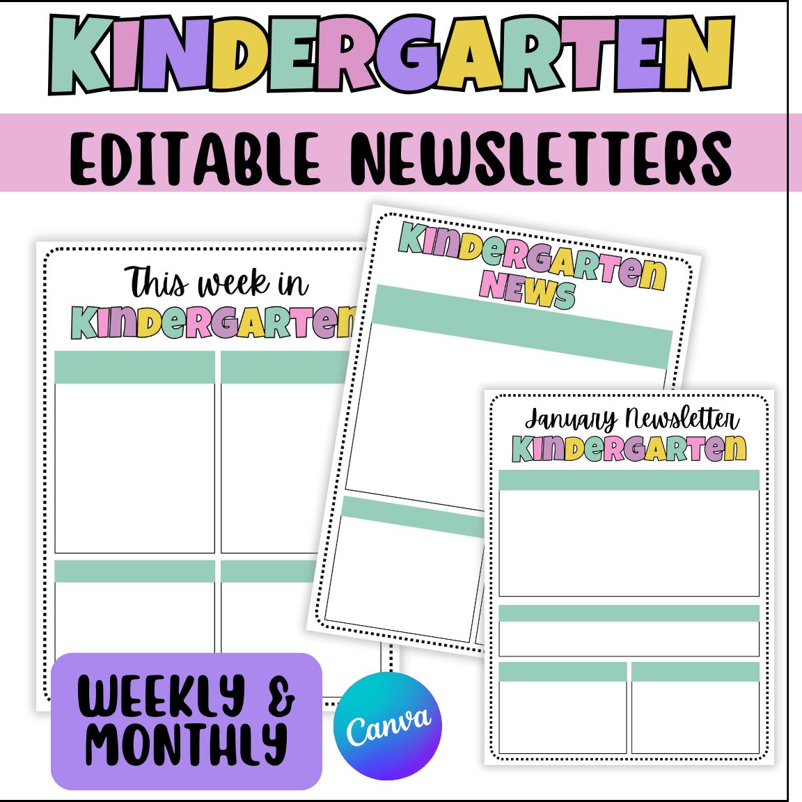 Editable Kindergarten Weekly Newsletter for Parent Communication  