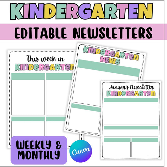 Editable Kindergarten Weekly Newsletter for Parent Communication  