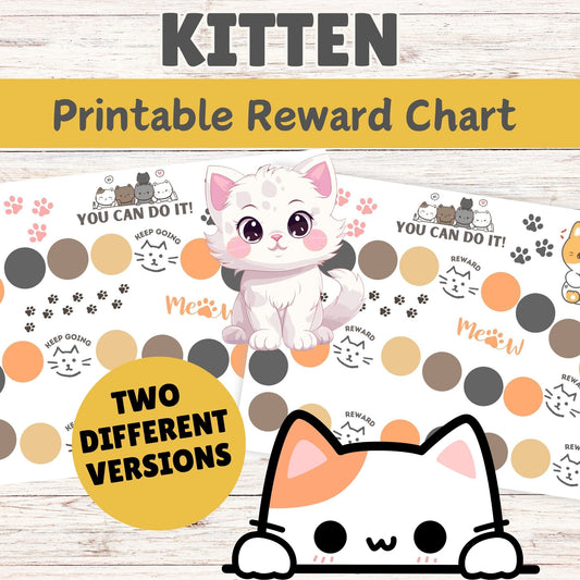 Kitten Reward Chart - Printable Cute Kitten Reward Chart for Kids - Instant Download