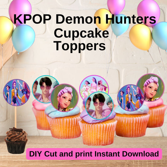 Printable Kpop Demon Hunters Cupcake Toppers - Cute KPOP Demon Hunters Cupcake Toppers 
