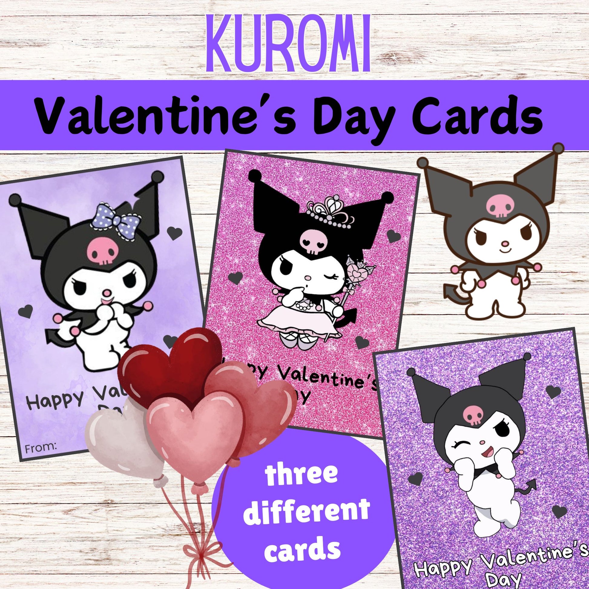 Kuromi Valentine's Day Card - Printable Kuromi Valentine's Day Cards 