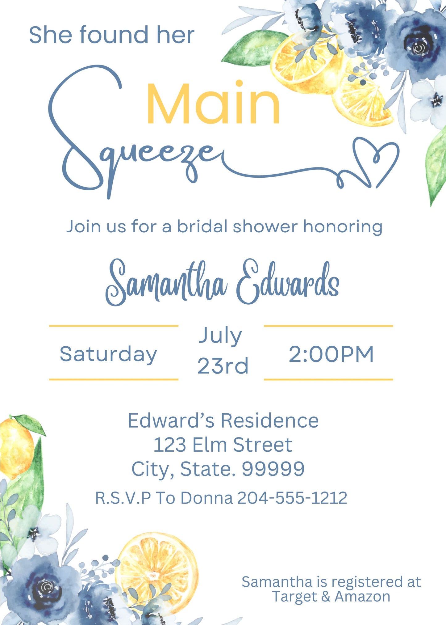 floral lemon bridal shower 