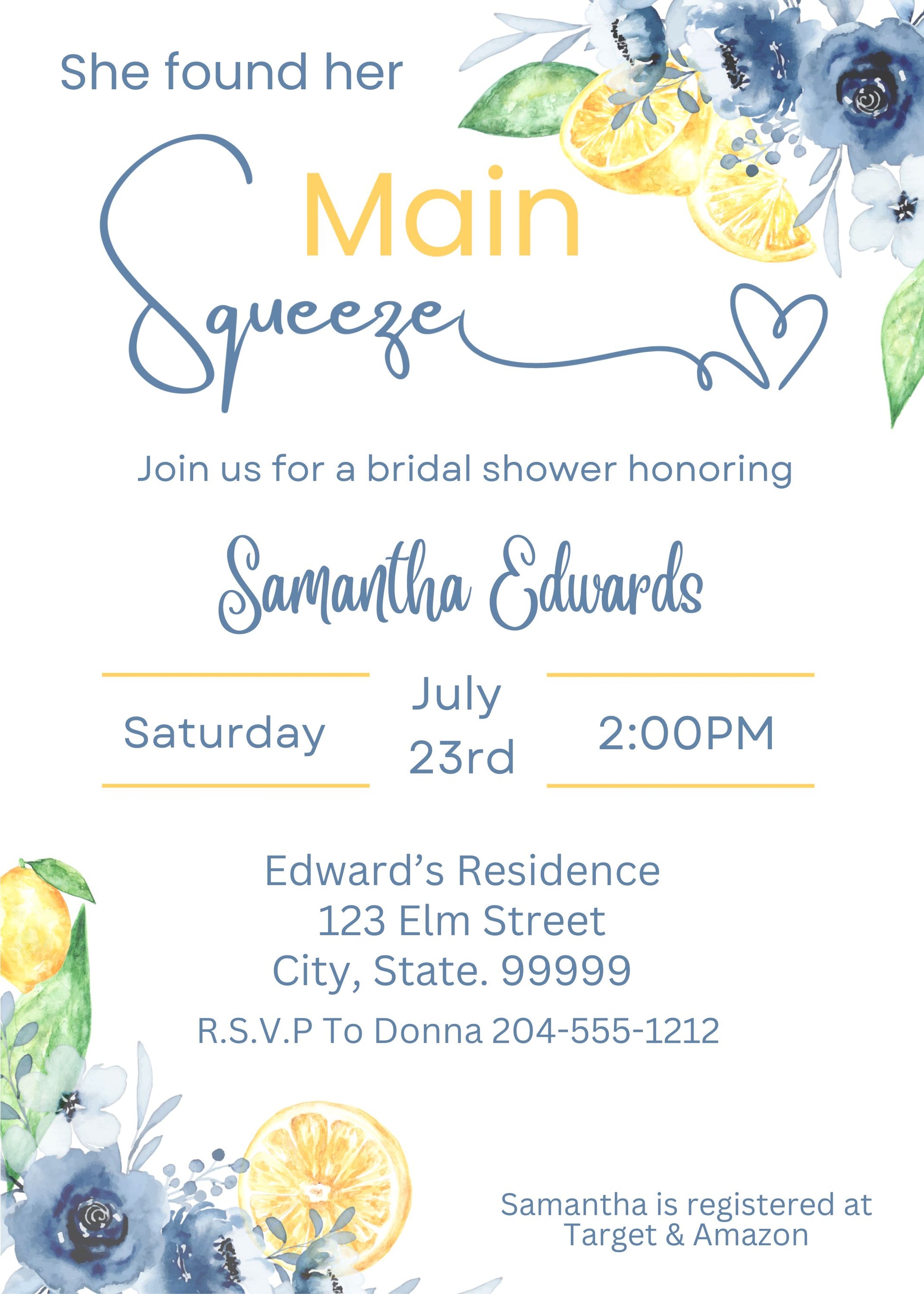 floral lemon bridal shower 