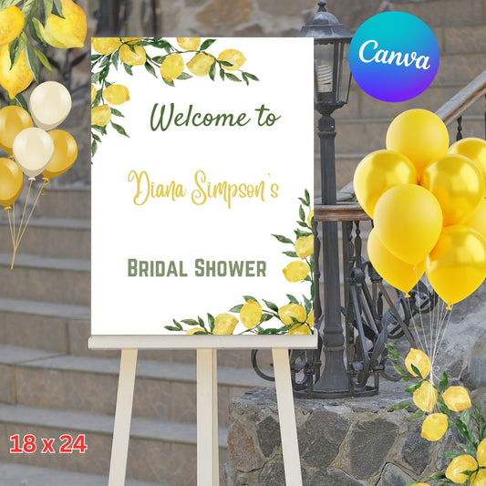 She Found Her Main Squeeze Bridal Shower Welcome Signs - Printable Lemon Bridal Shower Welcome Sign