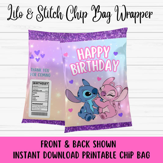 Lilo and Angel Chip Bag Wrapper - Printable Lilo and Angel Chip Bag