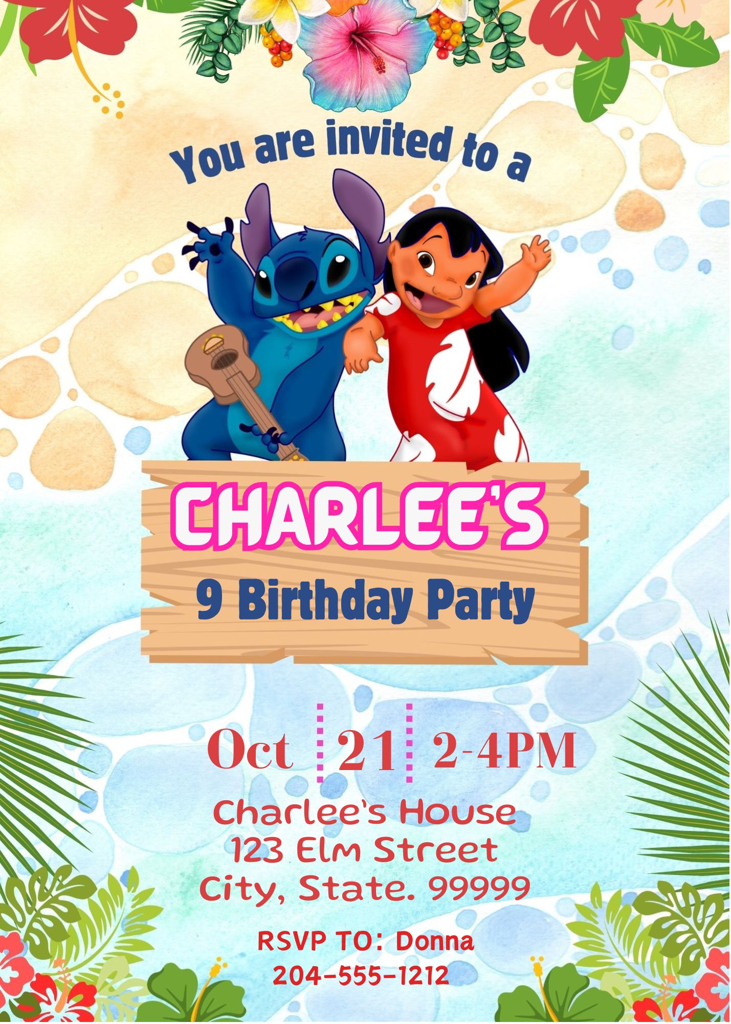 lilo and stitch birthday invitations