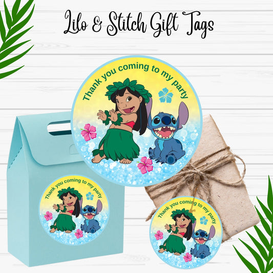 Lilo and Stitch Party Favor Gift Tags- Stickers- Printable Instant Download  