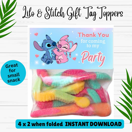 Cute Lilo and Stitch Gift Tag Toppers Printable - Instant Download  