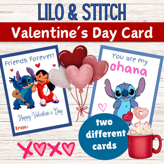 Lilo & Stitch Valentine's Day Cards for Kids - Printable Lilo and Stitch Valentine's Day Cards 