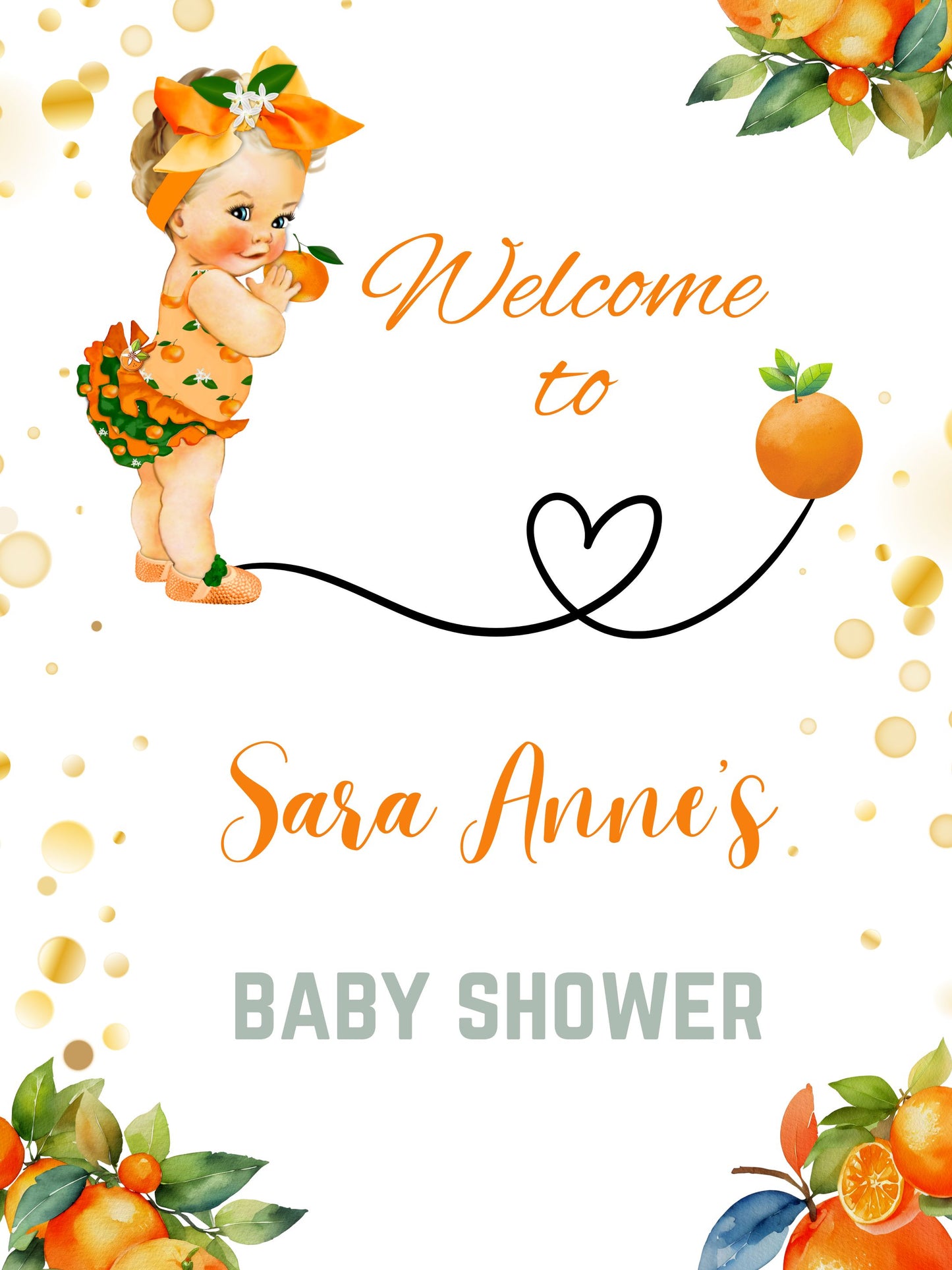 a little cutie baby shower sign poster template 