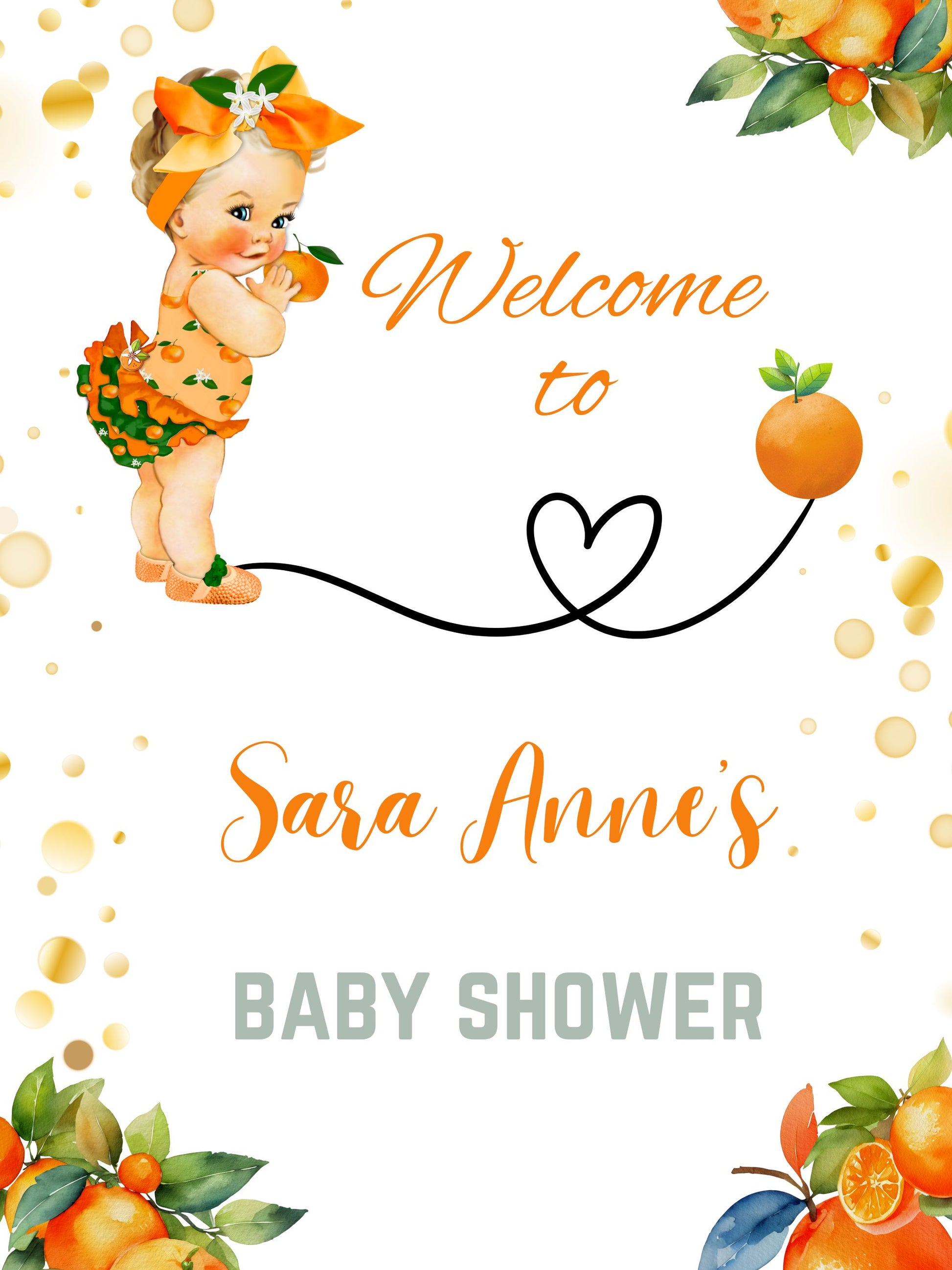 a little cutie baby shower sign poster template 
