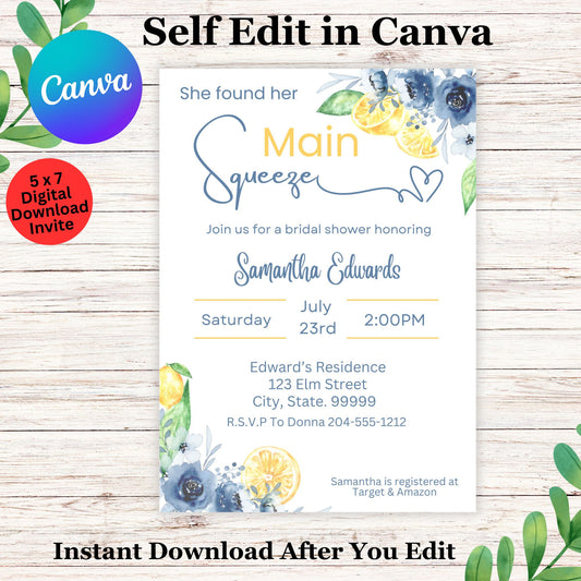 She found her Main Squeeze Bridal Shower Invitation Template - Printable Bridal Shower Invite 