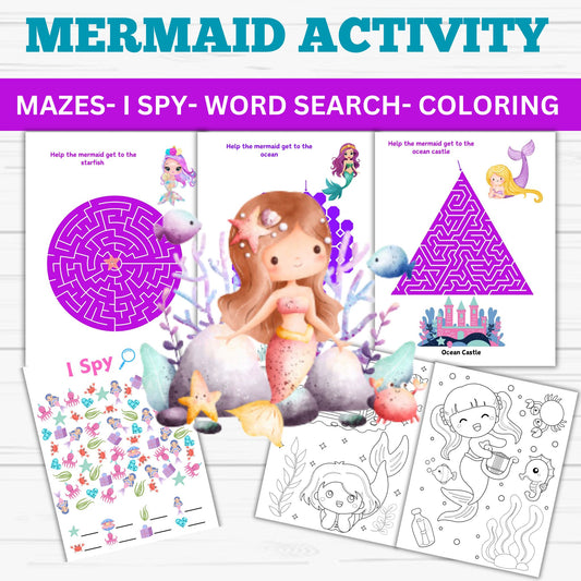 Mermaid Party Games Bundle | Printable Under the Sea Activity Pack for Kids