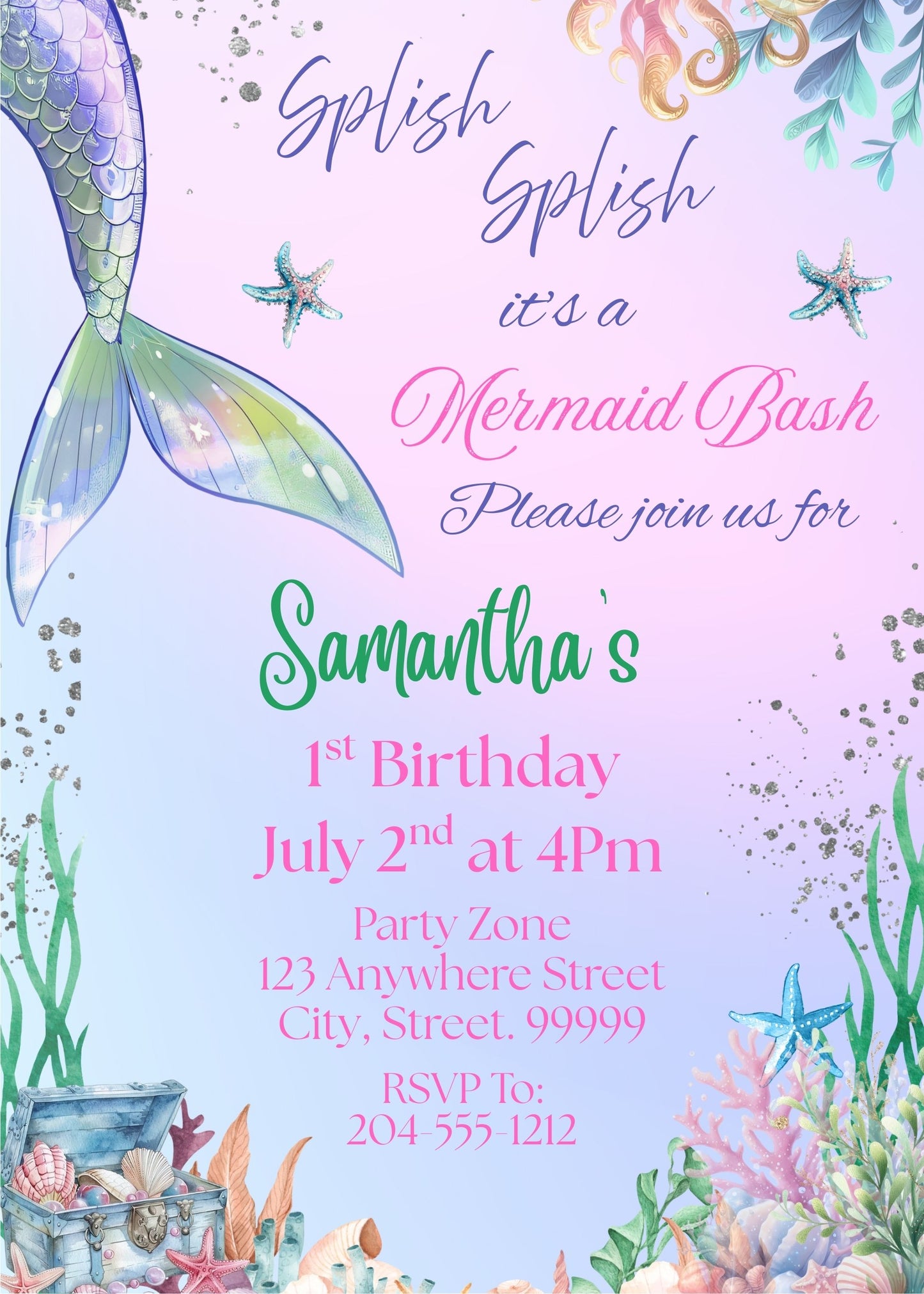 splish splash birthday party invite 
