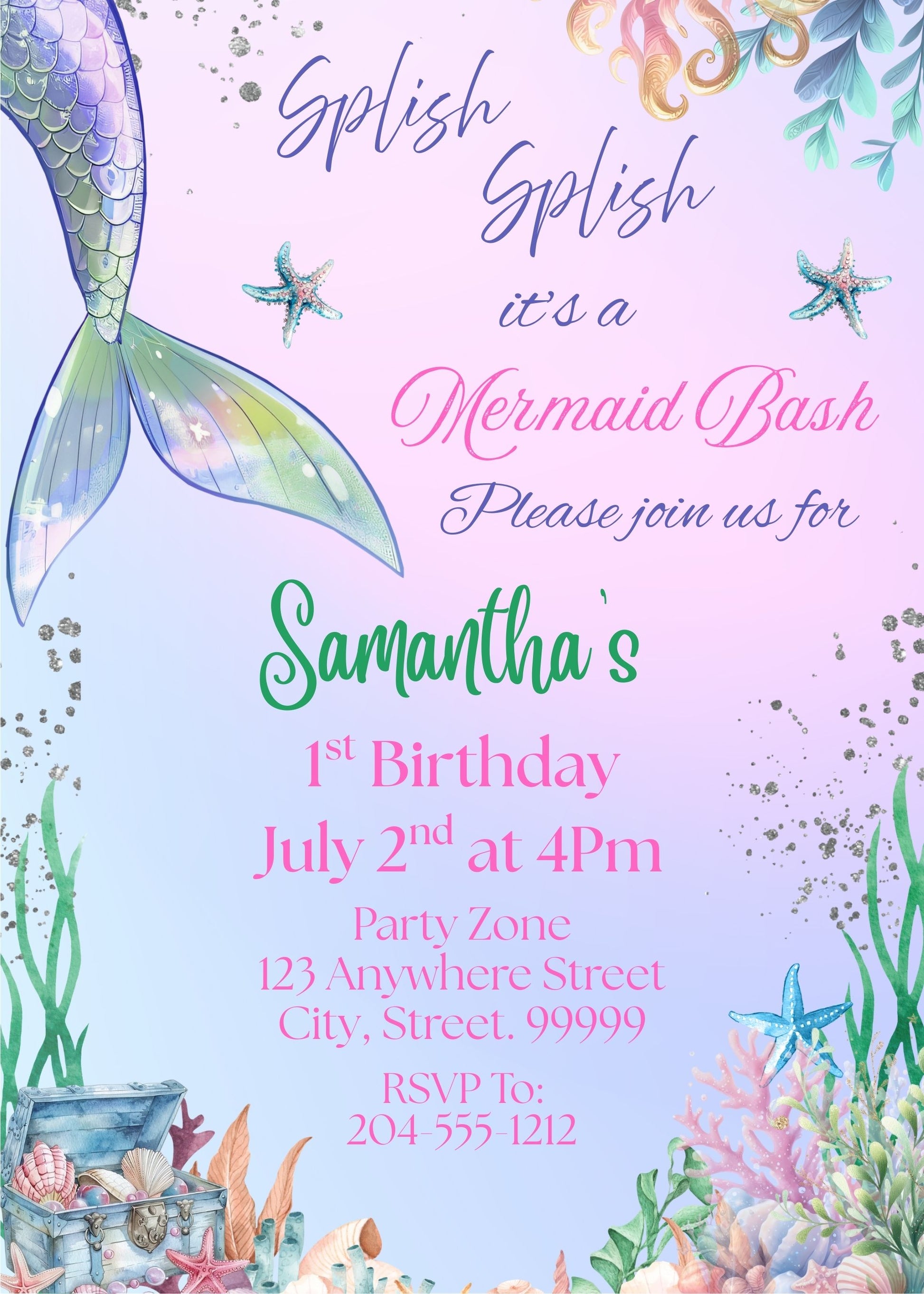 splish splash birthday party invite 
